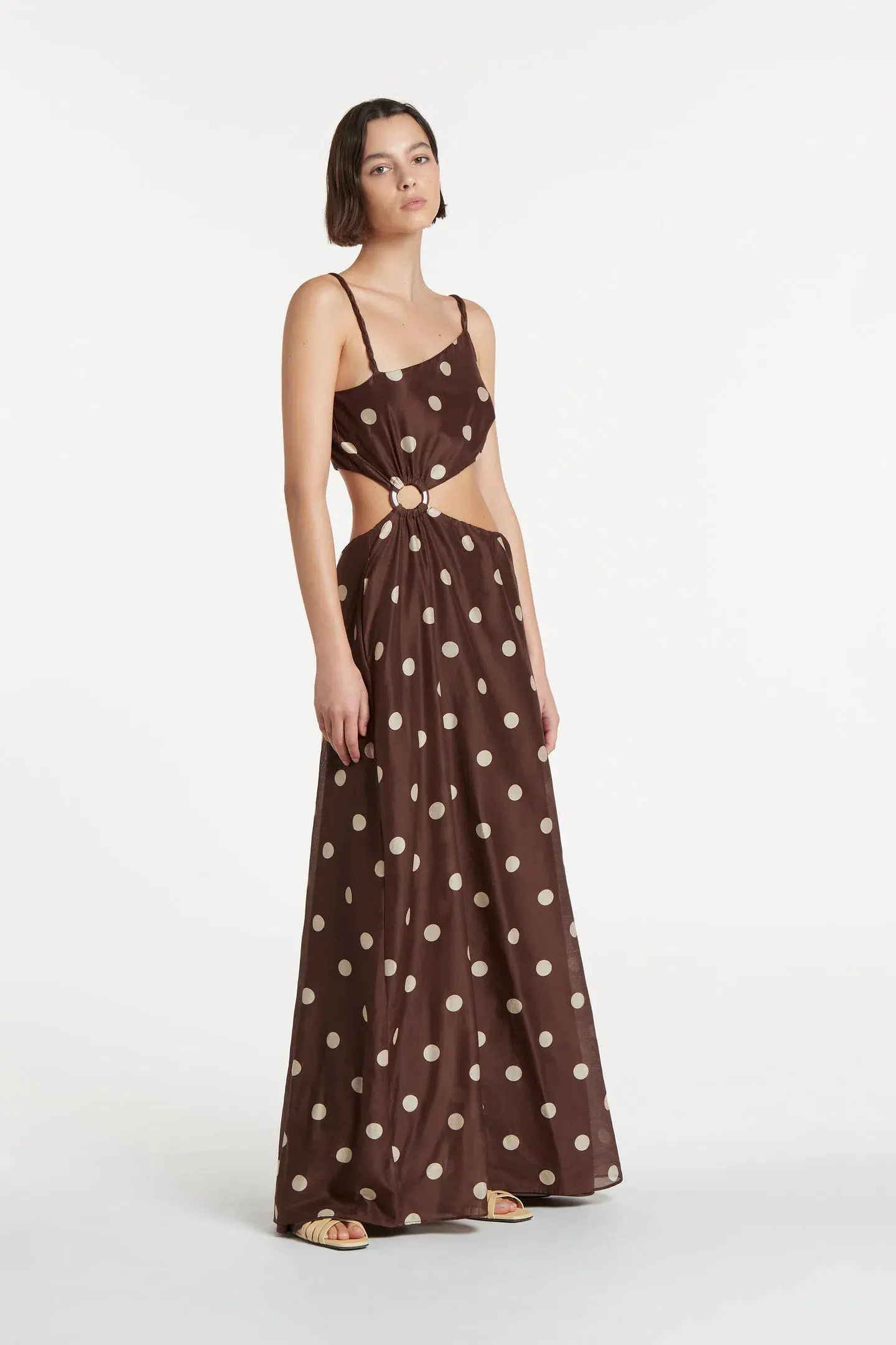 Sir the Label Vivi Asymmetric Cut Out Dress in Marlon Polka Dot Size 3 / AU 12 - Image 1