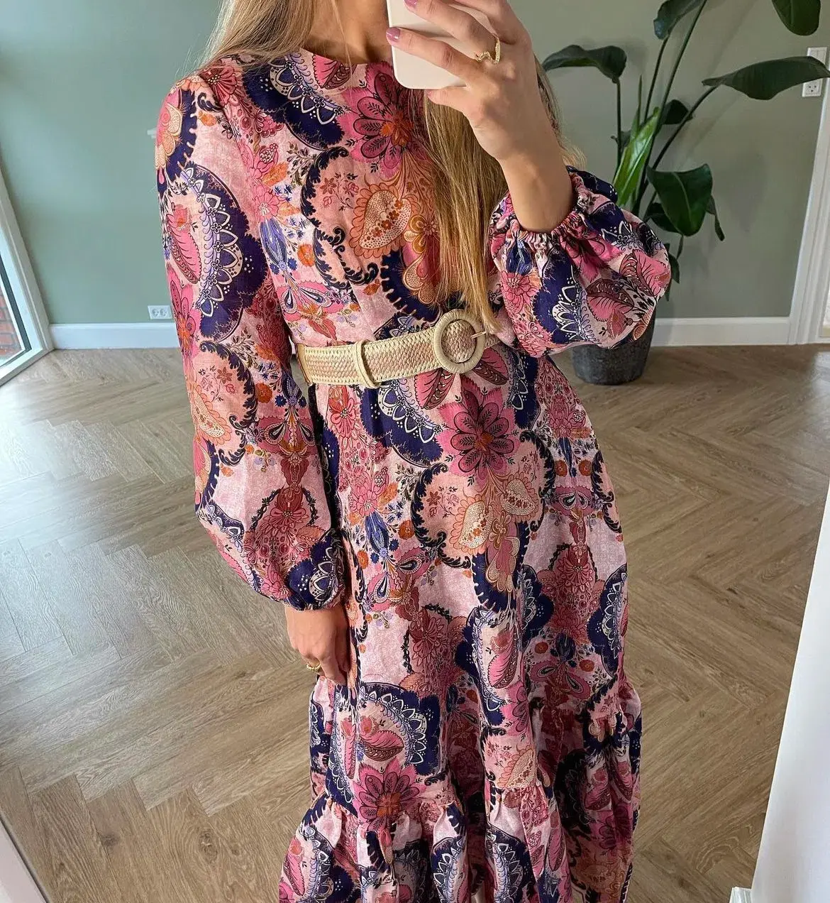 Zimmermann The Laurel Billow Emb Midi Dress in Navy Baroque Floral Size 2 /Au 12 - Image 3