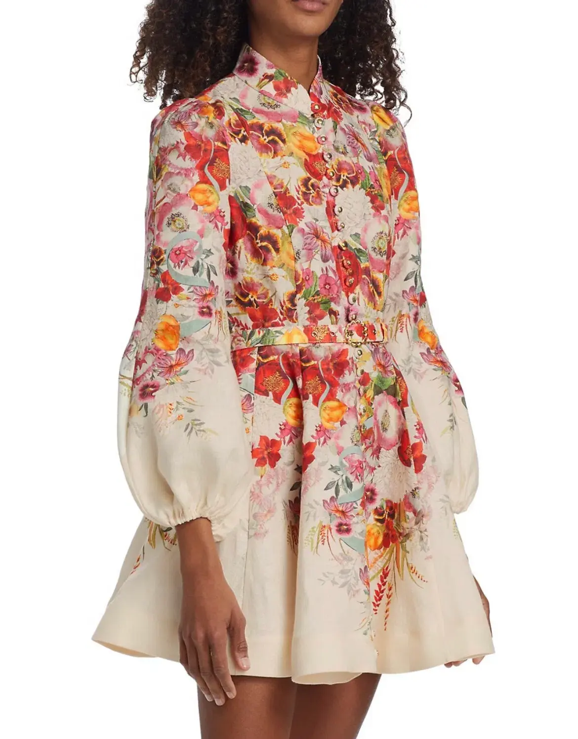 Zimmermann The Wonderland Buttoned Mini in Elka Poppy Ivory Size 1 /Au 10 - Image 4