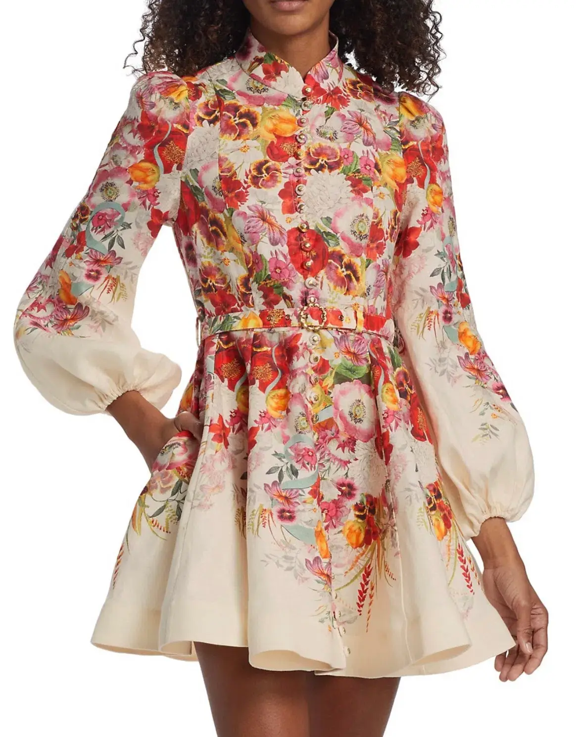 Zimmermann The Wonderland Buttoned Mini in Elka Poppy Ivory Size 1 /Au 10 - Image 3