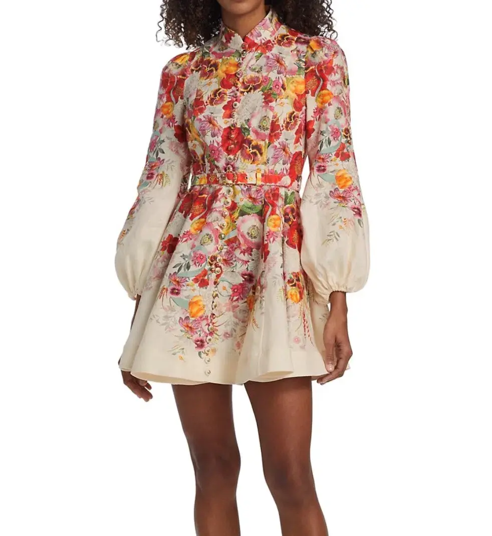 Zimmermann The Wonderland Buttoned Mini in Elka Poppy Ivory Size 1 /Au 10 - Image 5