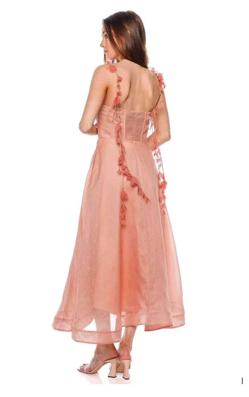 Zimmermann The Wonderland Midi Corset Dress in Dusty Pink Size 0P/Au 6  - Image 5
