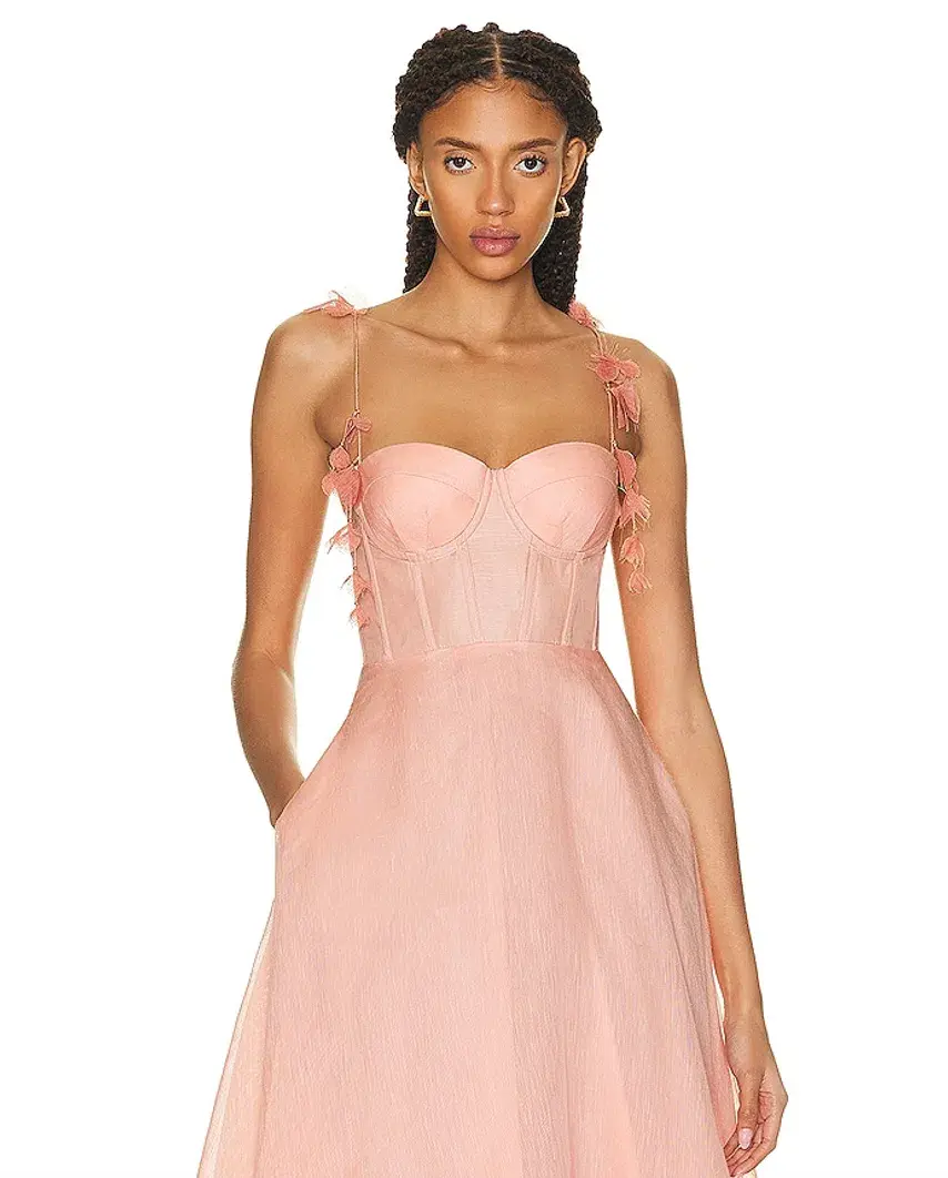 Zimmermann The Wonderland Midi Corset Dress in Dusty Pink Size 0P/Au 6  - Image 3