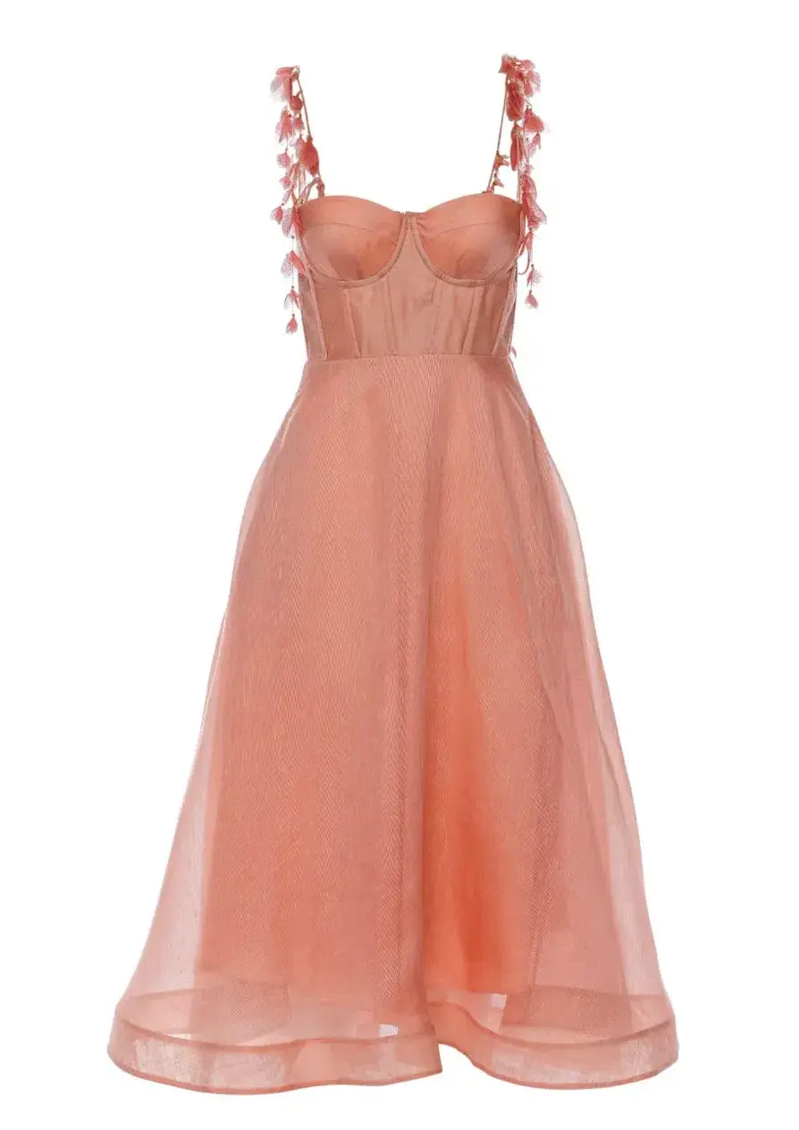 Zimmermann The Wonderland Midi Corset Dress in Dusty Pink Size 0P/Au 6  - Image 6