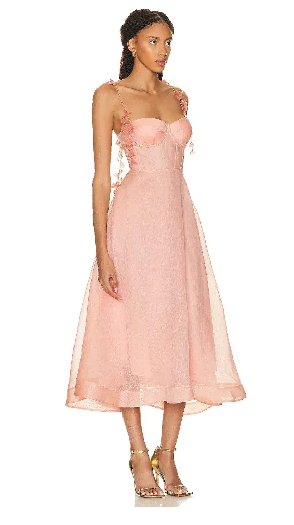 Zimmermann The Wonderland Midi Corset Dress in Dusty Pink Size 0P/Au 6  - Image 4