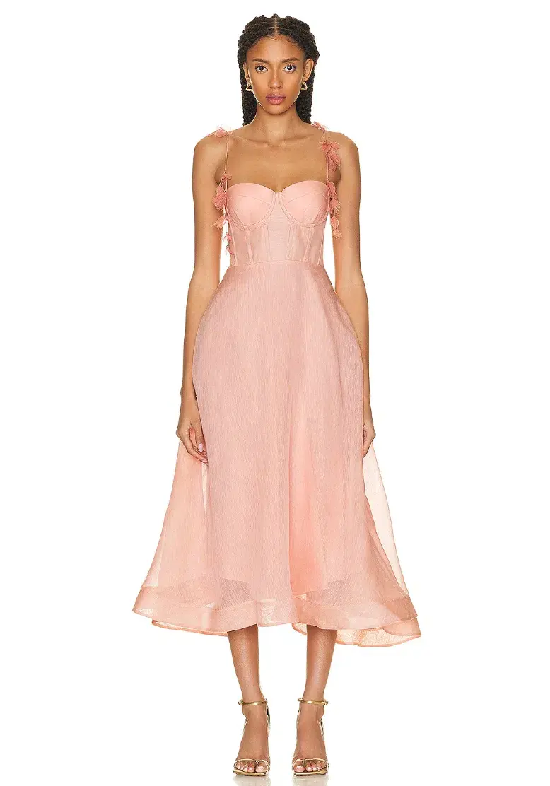 Zimmermann The Wonderland Midi Corset Dress in Dusty Pink Size 0P/Au 6  - Image 1