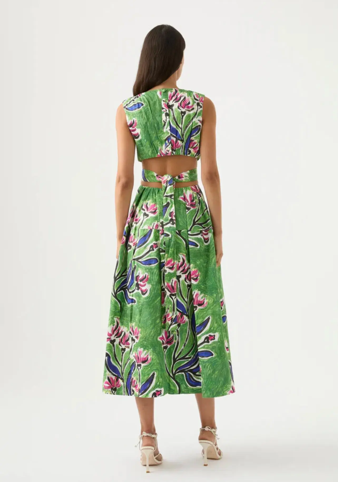 Aje Zorina Tie Midi Dress Native Gumnut Floral Size 8 - Image 3