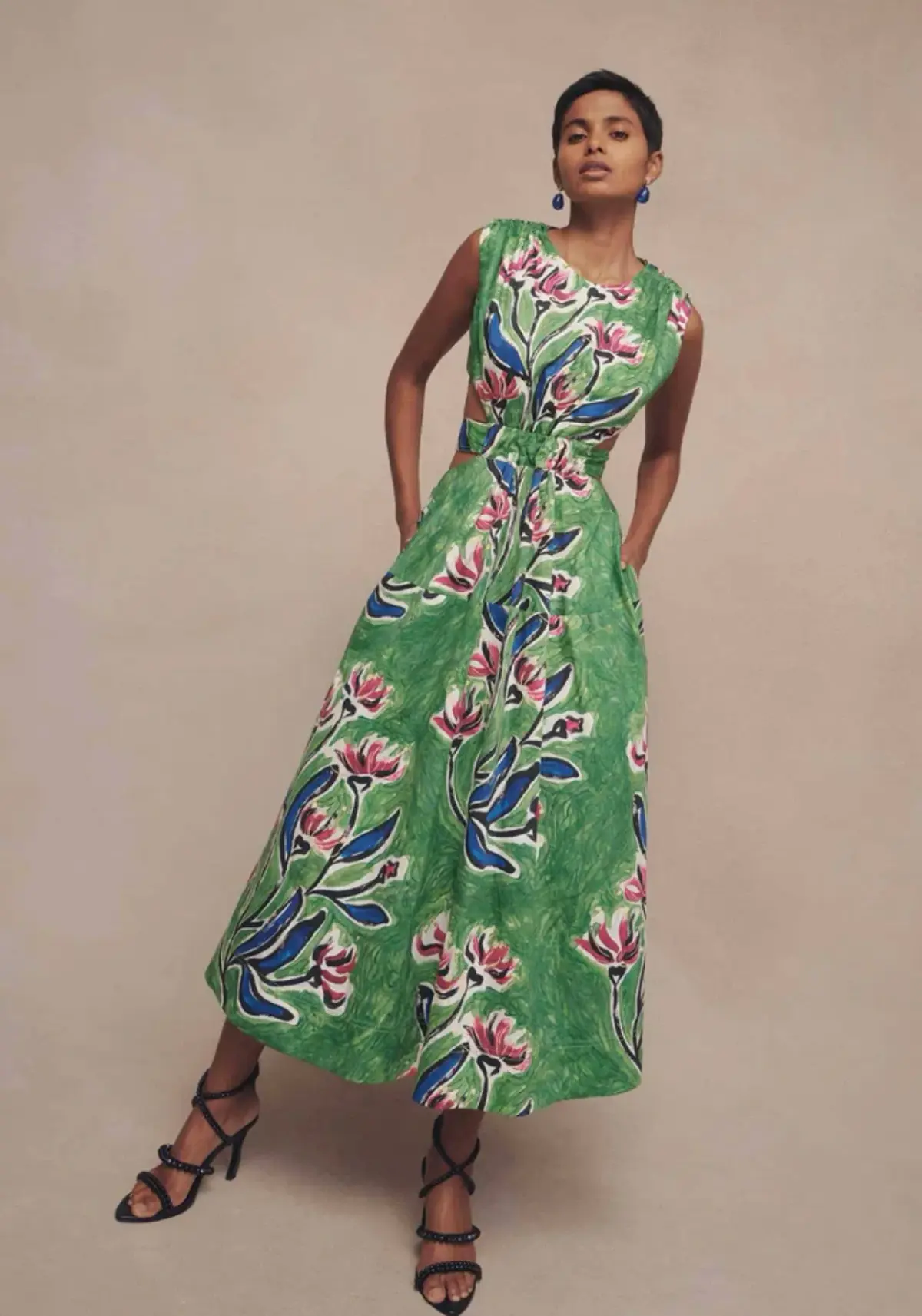 Aje Zorina Tie Midi Dress Native Gumnut Floral Size 8 - Image 4