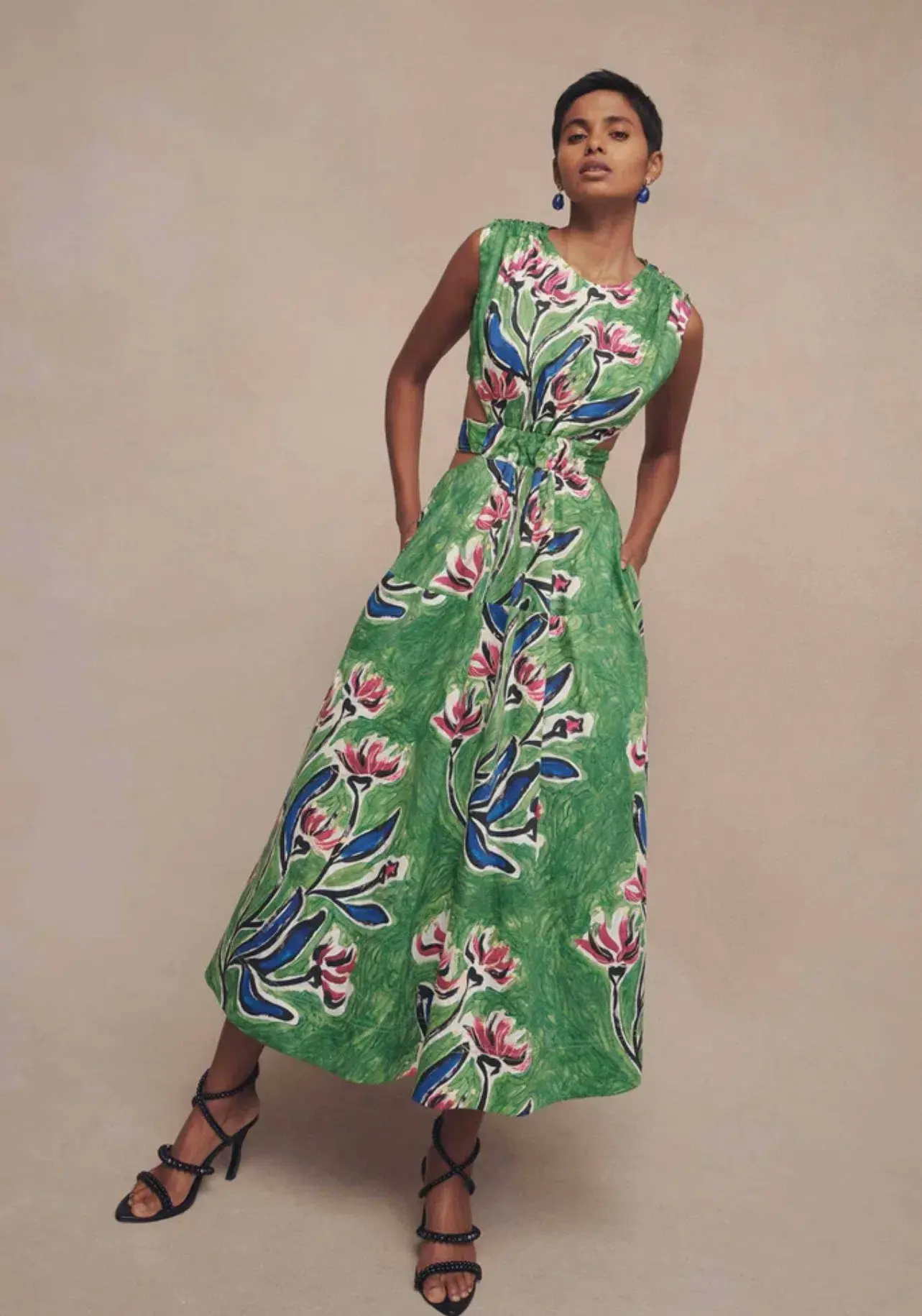 Aje Zorina Tie Midi Dress Native Gumnut Floral Size 8 - Image 4