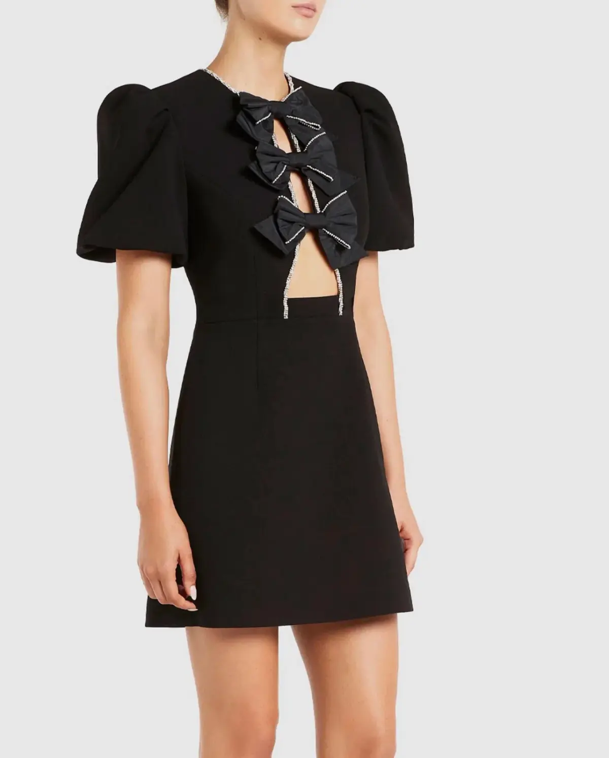 Rebecca Vallance Katie Bow Mini Dress Black Size 12 - Image 4
