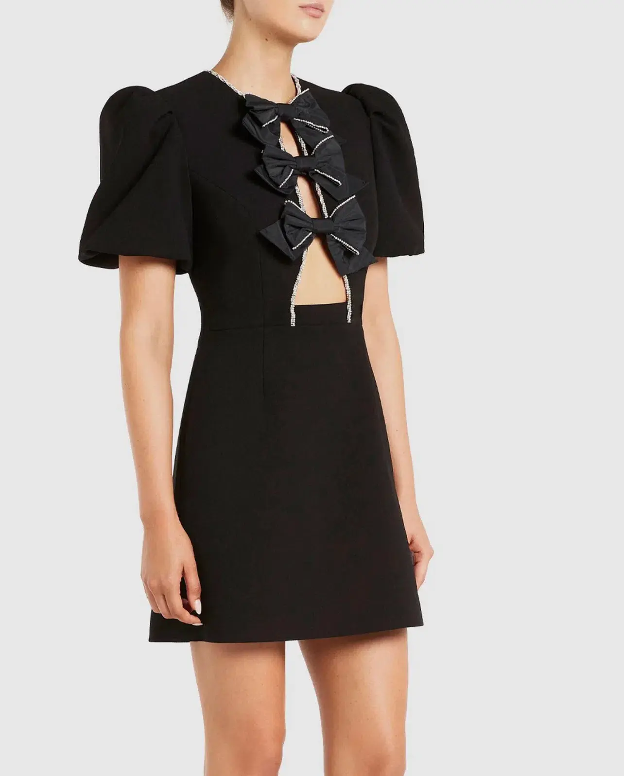 Rebecca Vallance Katie Bow Mini Dress Black Size 12 - Image 4