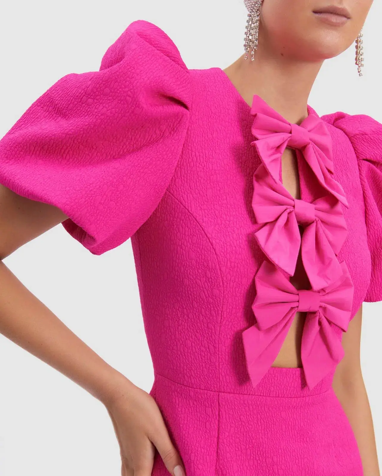 Rebecca Vallance Cecily Bow Mini Dress Hot Pink Size 10 - Image 4