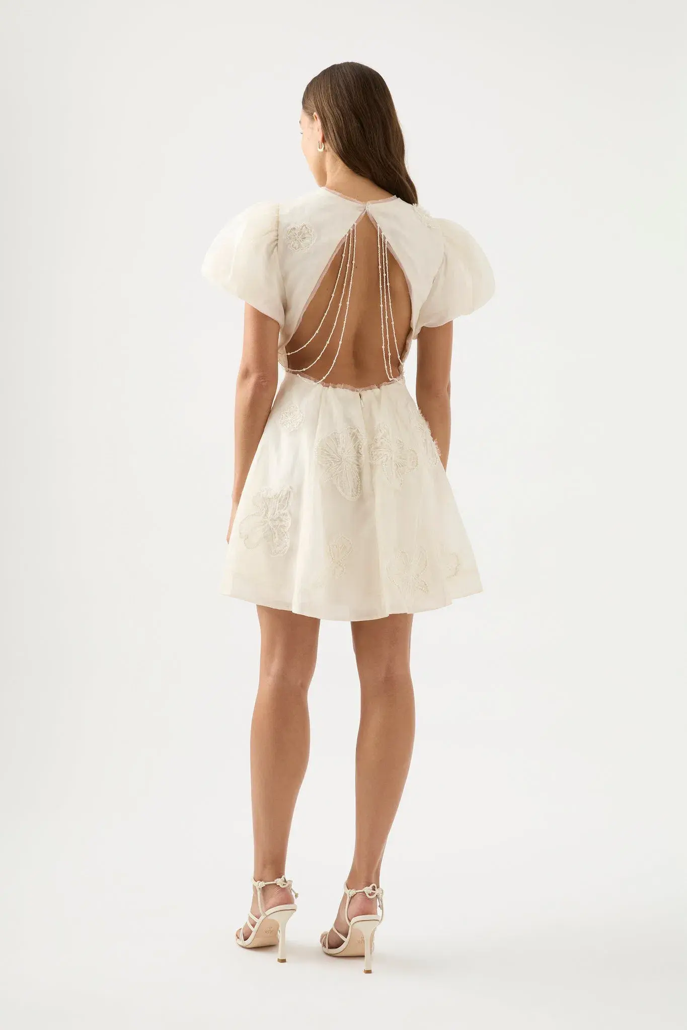 Aje Vera Beaded Flower Mini Dress White Size 6 - Image 2
