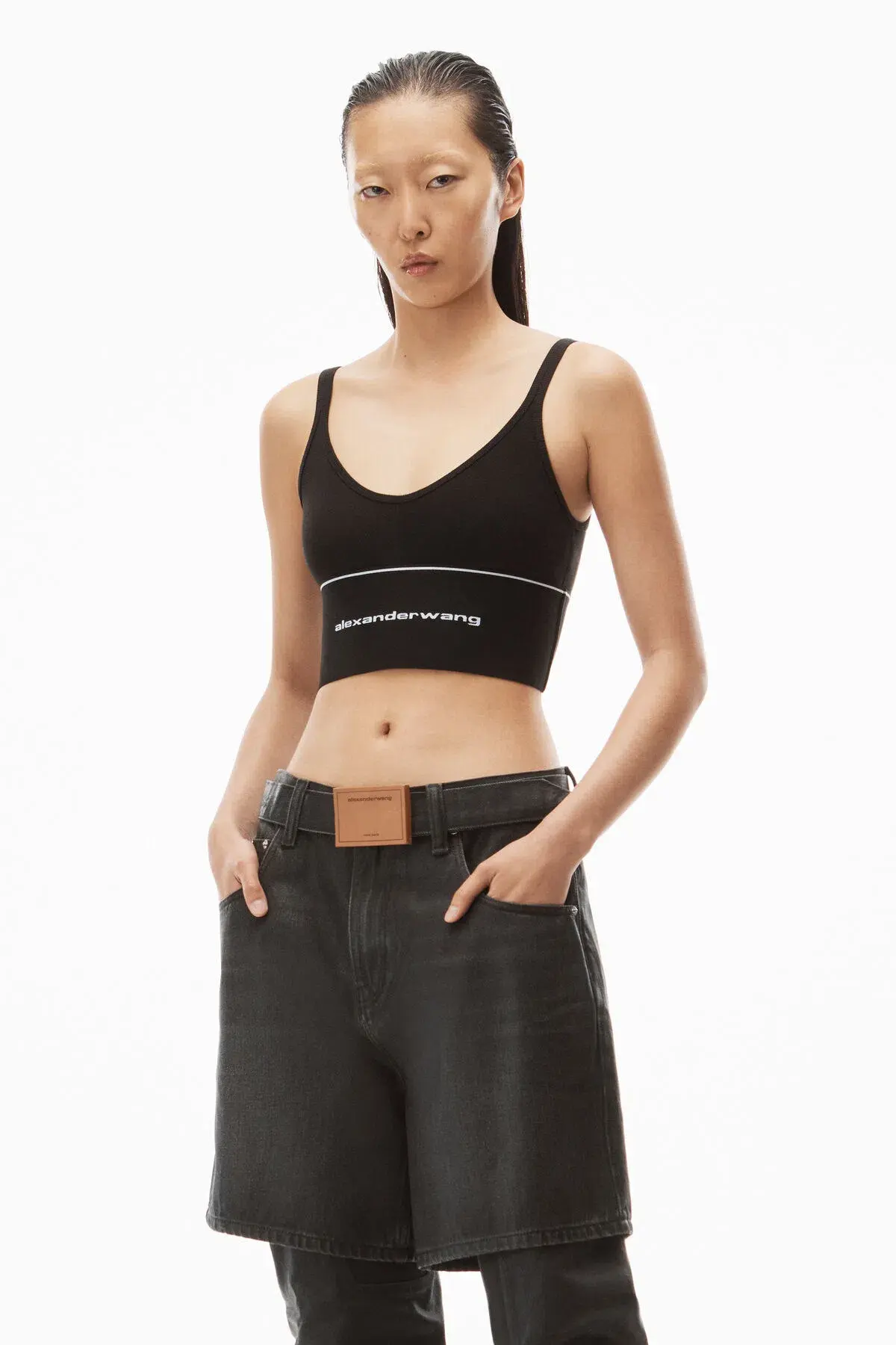 Alexander Wang Logo Elastic Bra in Black Size XS / AU 6 - Image 1