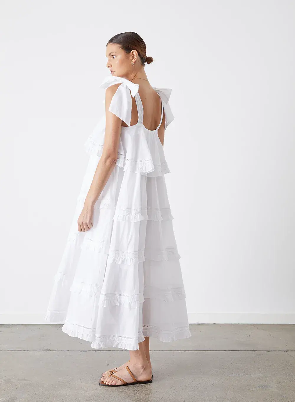 Joslin Studio Cosette Organic Cotton Midi Dress White Size AU 8 - Image 2