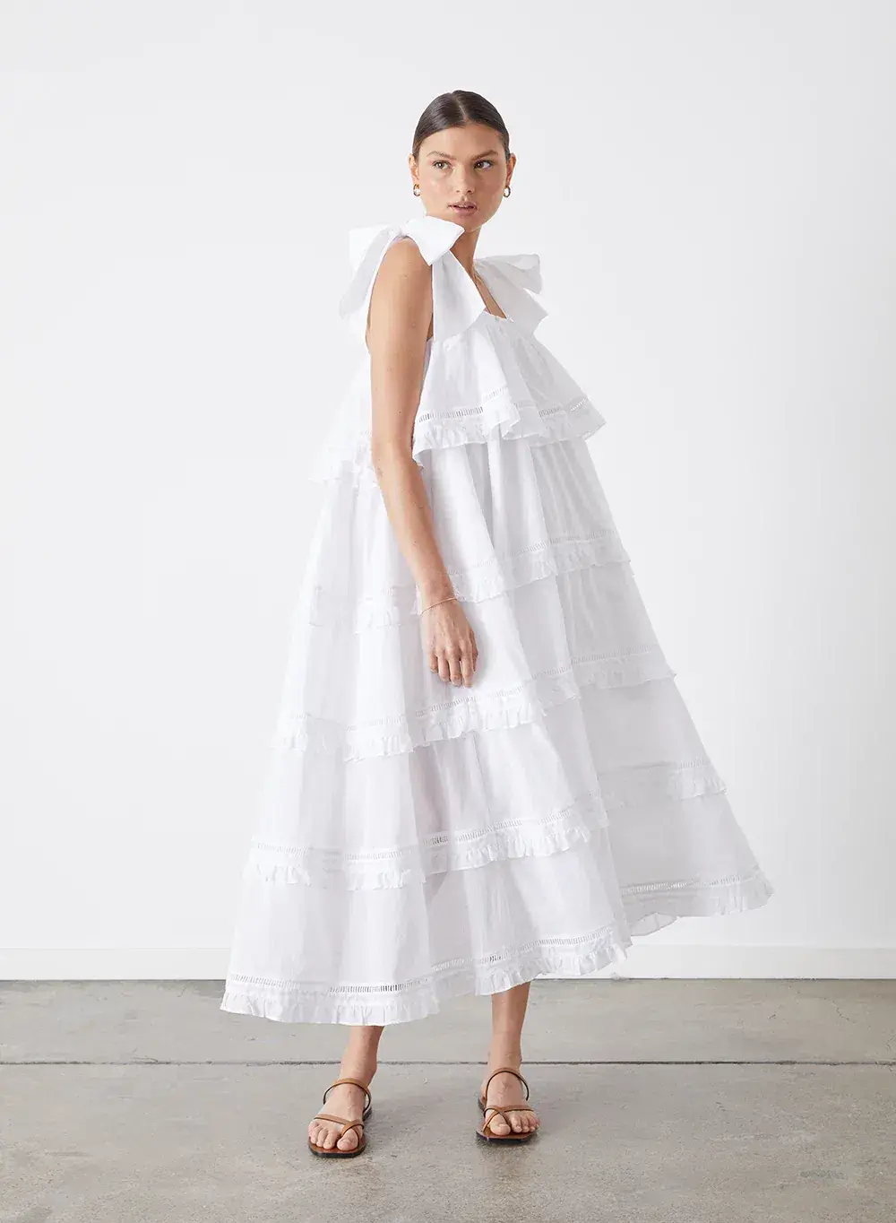 Joslin Studio Cosette Organic Cotton Midi Dress White Size AU 8 - Image 1