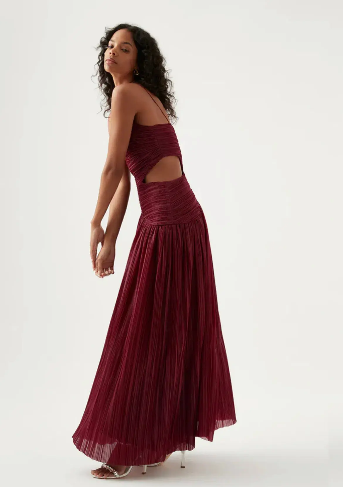 Aje Laurier Wave Maxi Dress Burgundy Size AU 6 - Image 3