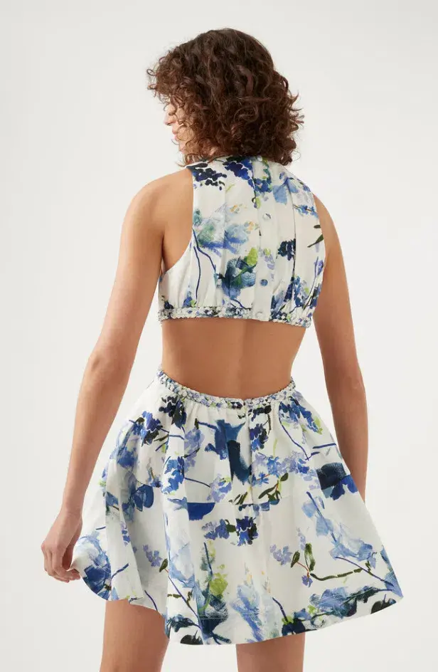 Aje Voyage Braided Cut Out Mini Dress Lavenders of Provence Print Size AU 6 - Image 3