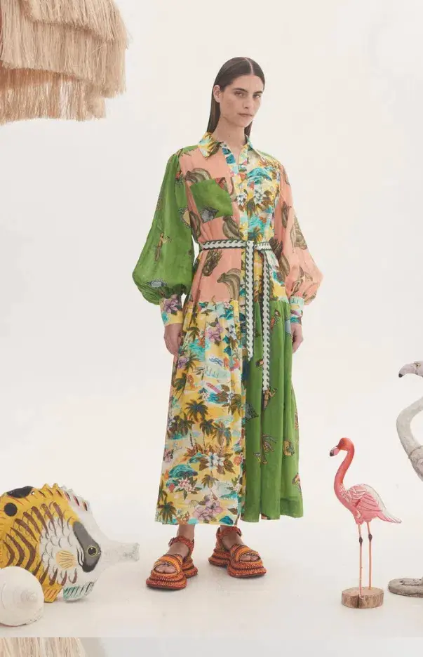 Alemais Holiday Patchwork Shirtdress Multi-colored Size AU 6 - Image 1