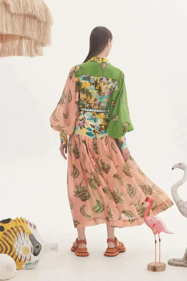 Alemais Holiday Patchwork Shirtdress Multi-colored Size AU 6 - Image 3