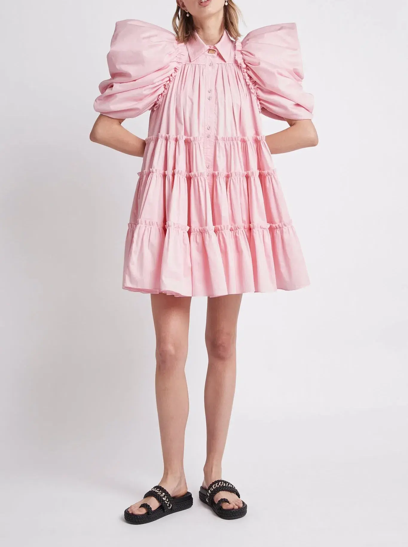 Aje Swift Butterfly Sleeve Smock Dress Rose Pink Size 8 - Image 1