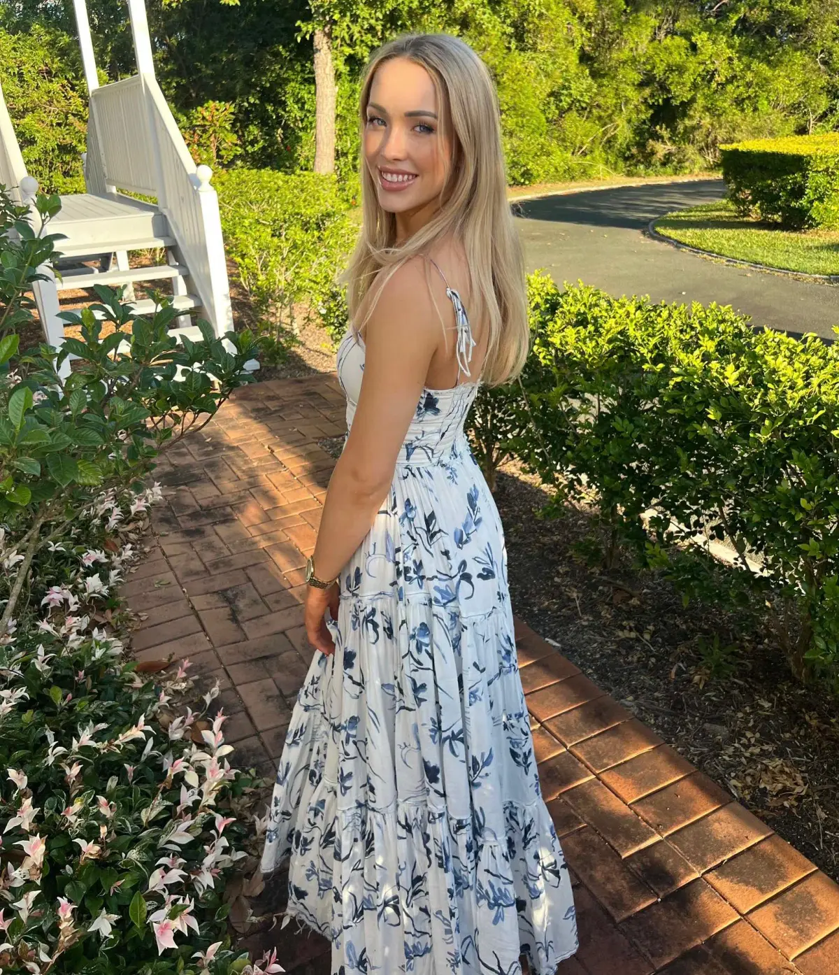 Aje Charlotte Midi Dress Navy Vine Print Size 6 - Image 3