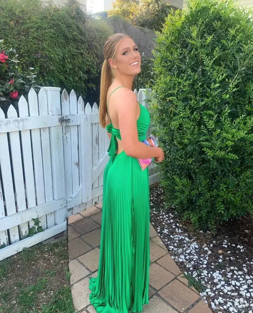 A.L.C Aries Pleated Gown Green Size 10 - Image 3