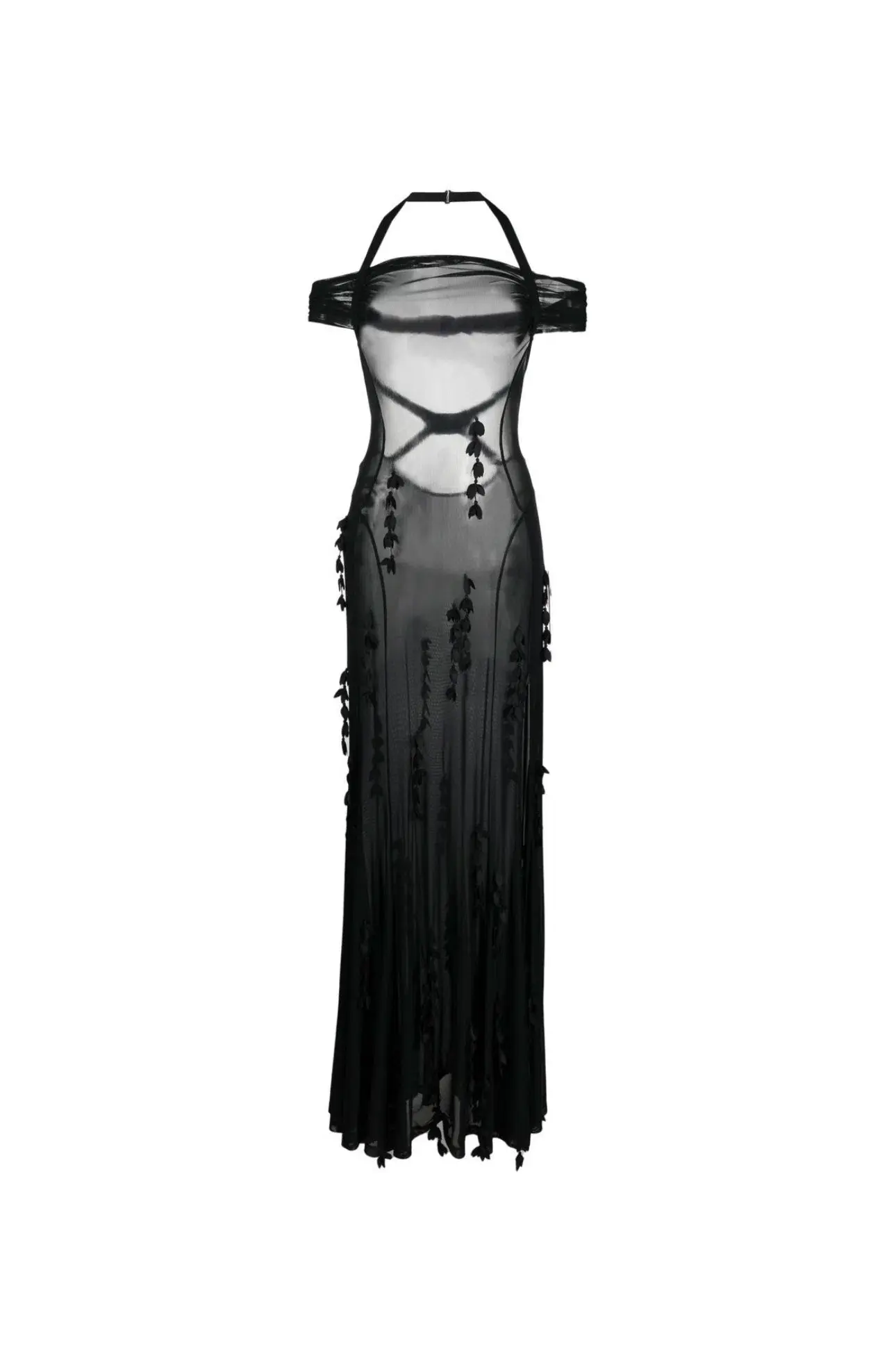 Jacquemus Mazzolu Floral Appliqué Dress Black Size 38 - Image 4