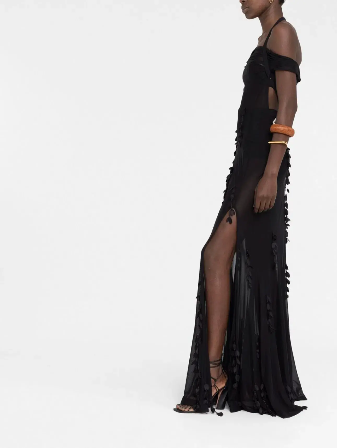 Jacquemus Mazzolu Floral Appliqué Dress Black Size 38 - Image 5