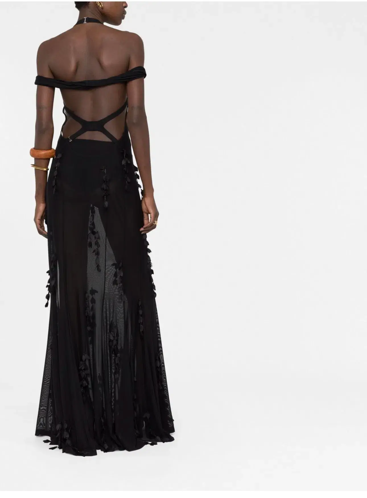 Jacquemus Mazzolu Floral Appliqué Dress Black Size 38 - Image 3
