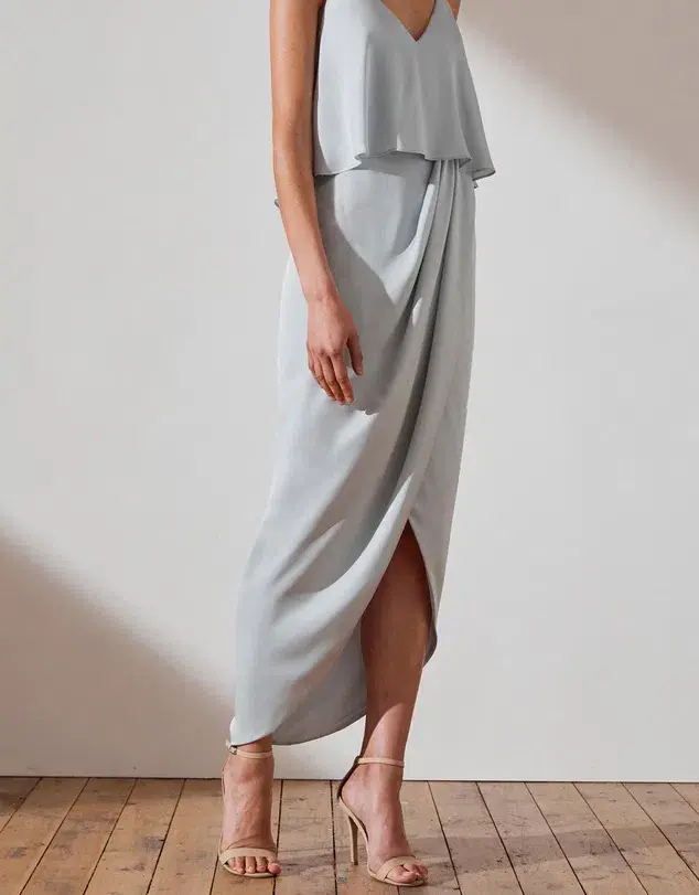 Shona Joy Luxe Draped Cocktail Frill Dress Cloud Size 10 - Image 2