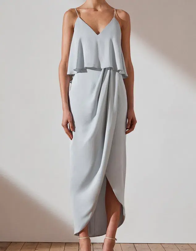 Shona Joy Luxe Draped Cocktail Frill Dress Cloud Size 10 - Image 1