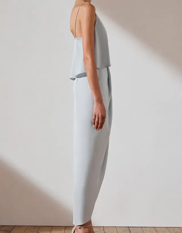 Shona Joy Luxe Draped Cocktail Frill Dress Cloud Size 10 - Image 4