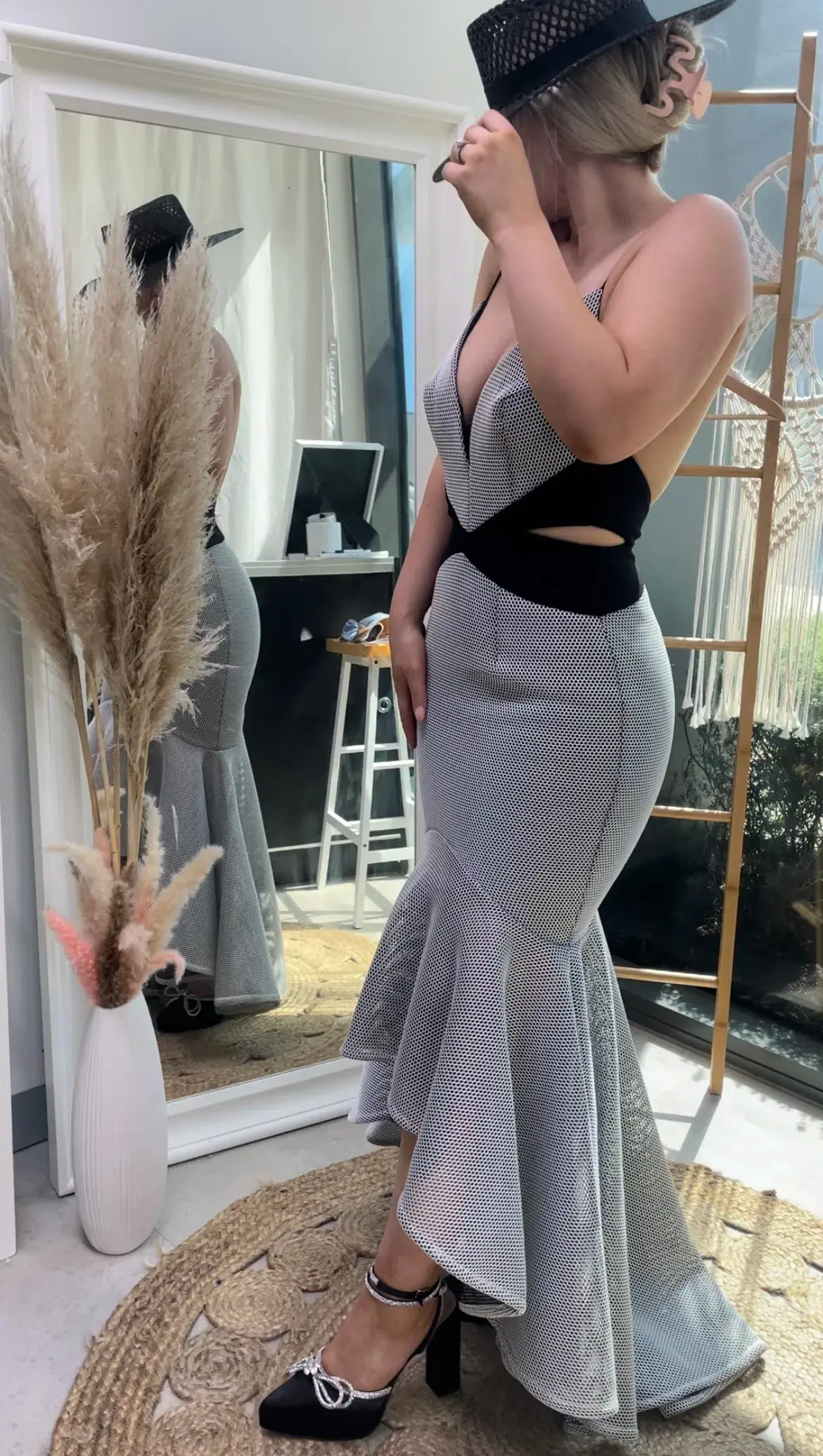 Sheike Liberty Hi Lo Maxi Dress Mesh Grey Size 8 - Image 4