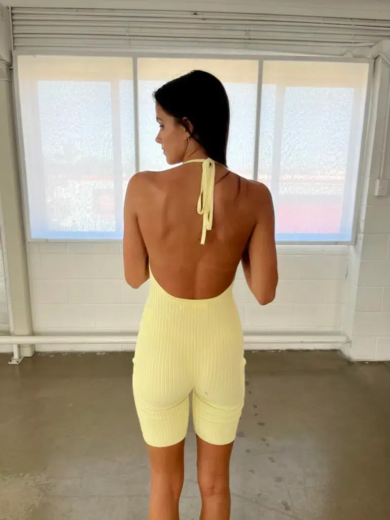 Sir the Label Kelvin Halter Jumpsuit in Lemon Size 0 / Au 6 for rent on The Volte - main image