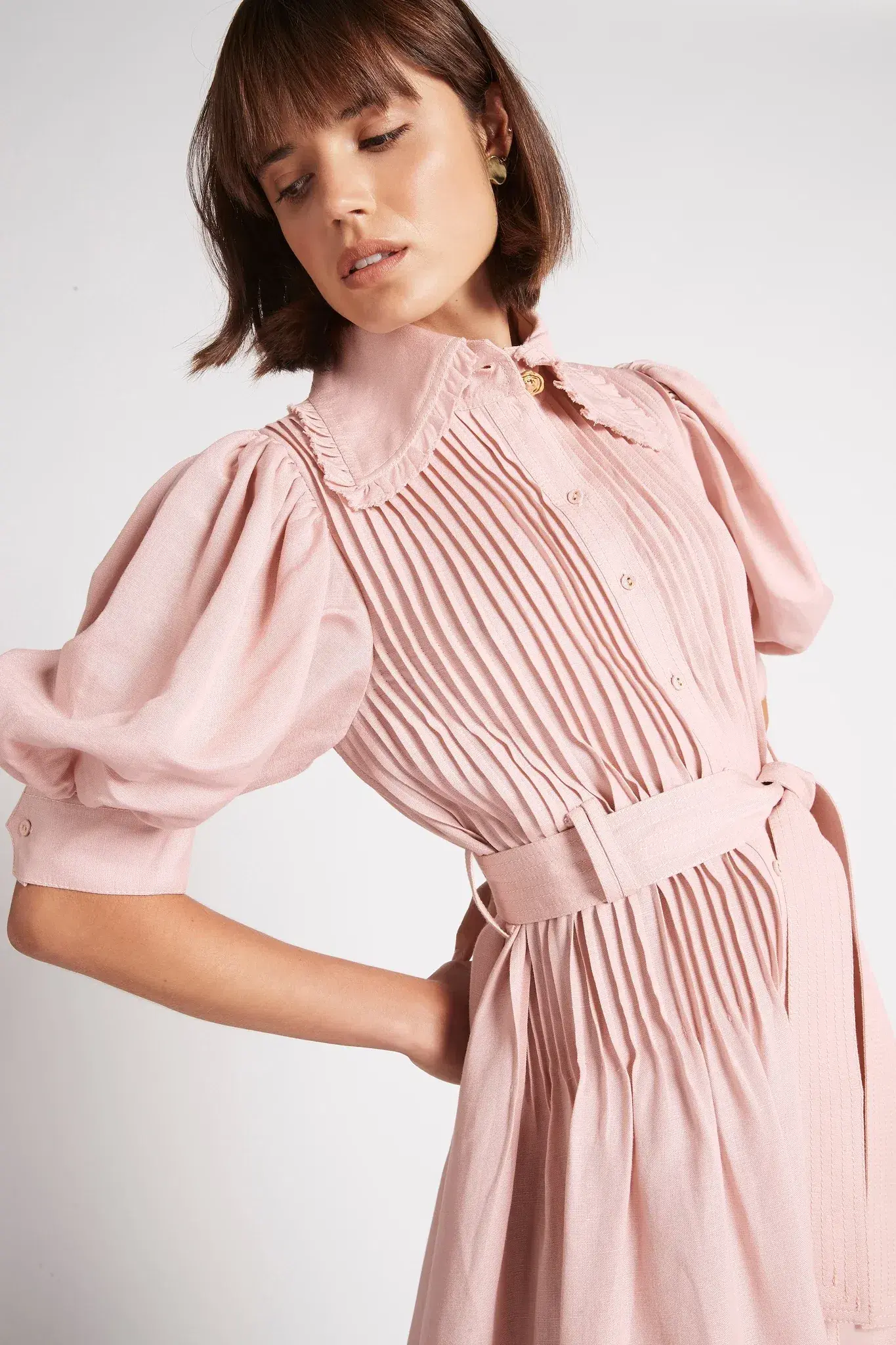 Aje Madeleine Belted Midi Dress Pink Size 16 - Image 2