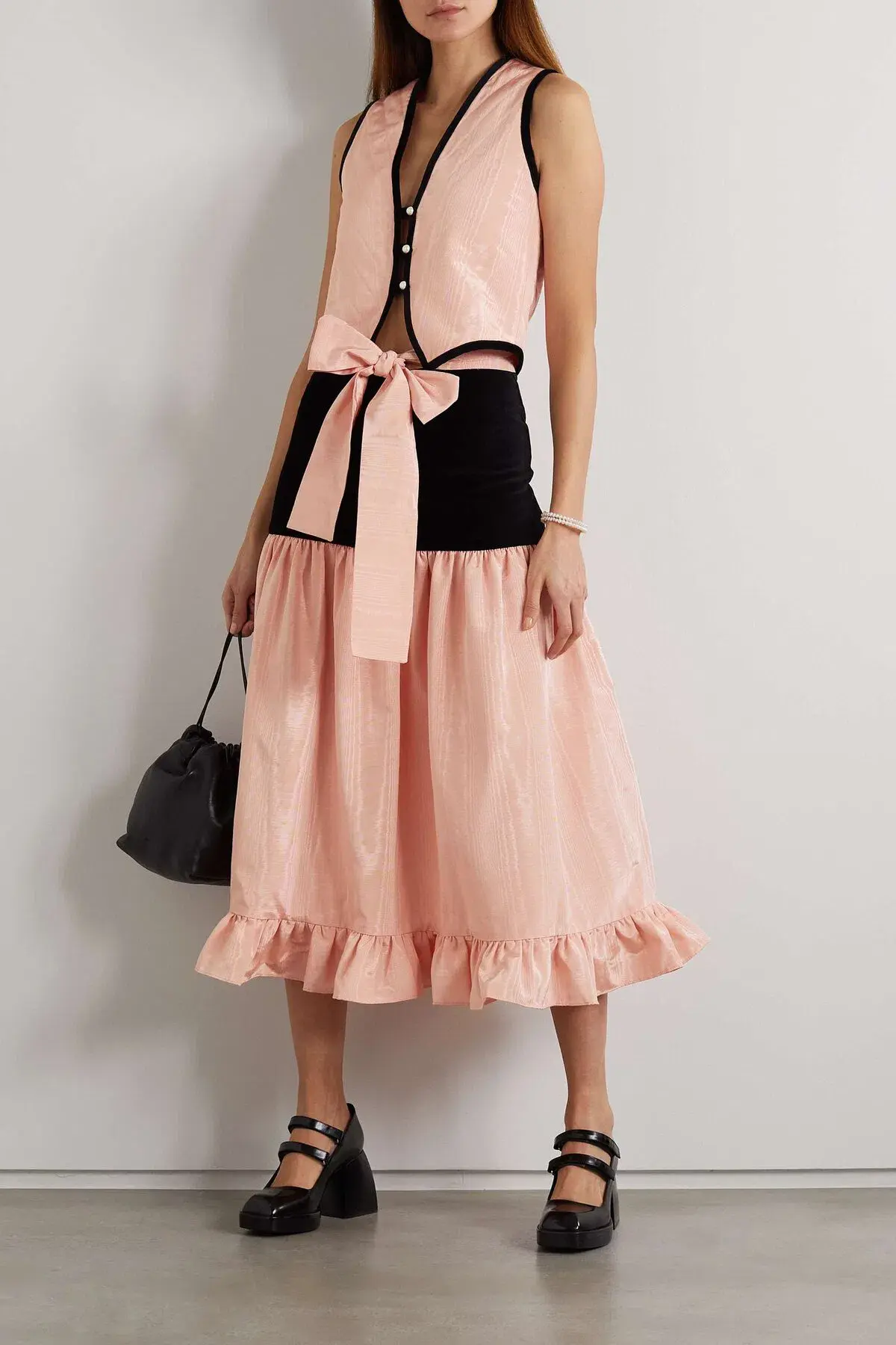 Batsheva Quilted Vest and Natasha Bow Midi Skirt Set Pink Size 8 - Image 1