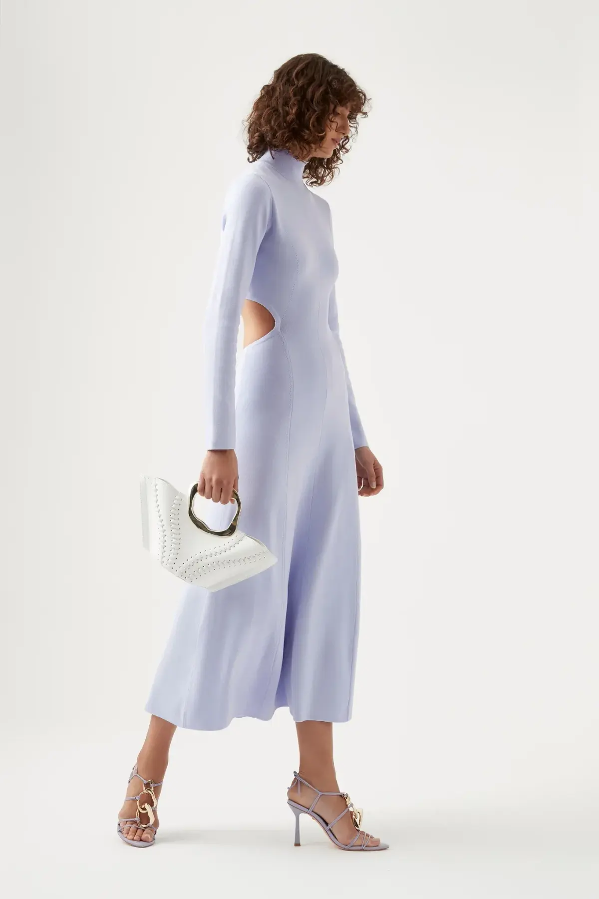 Aje Anika Cut Out Knit Midi Dress in Cool Lavender Size 10 / M - Image 2