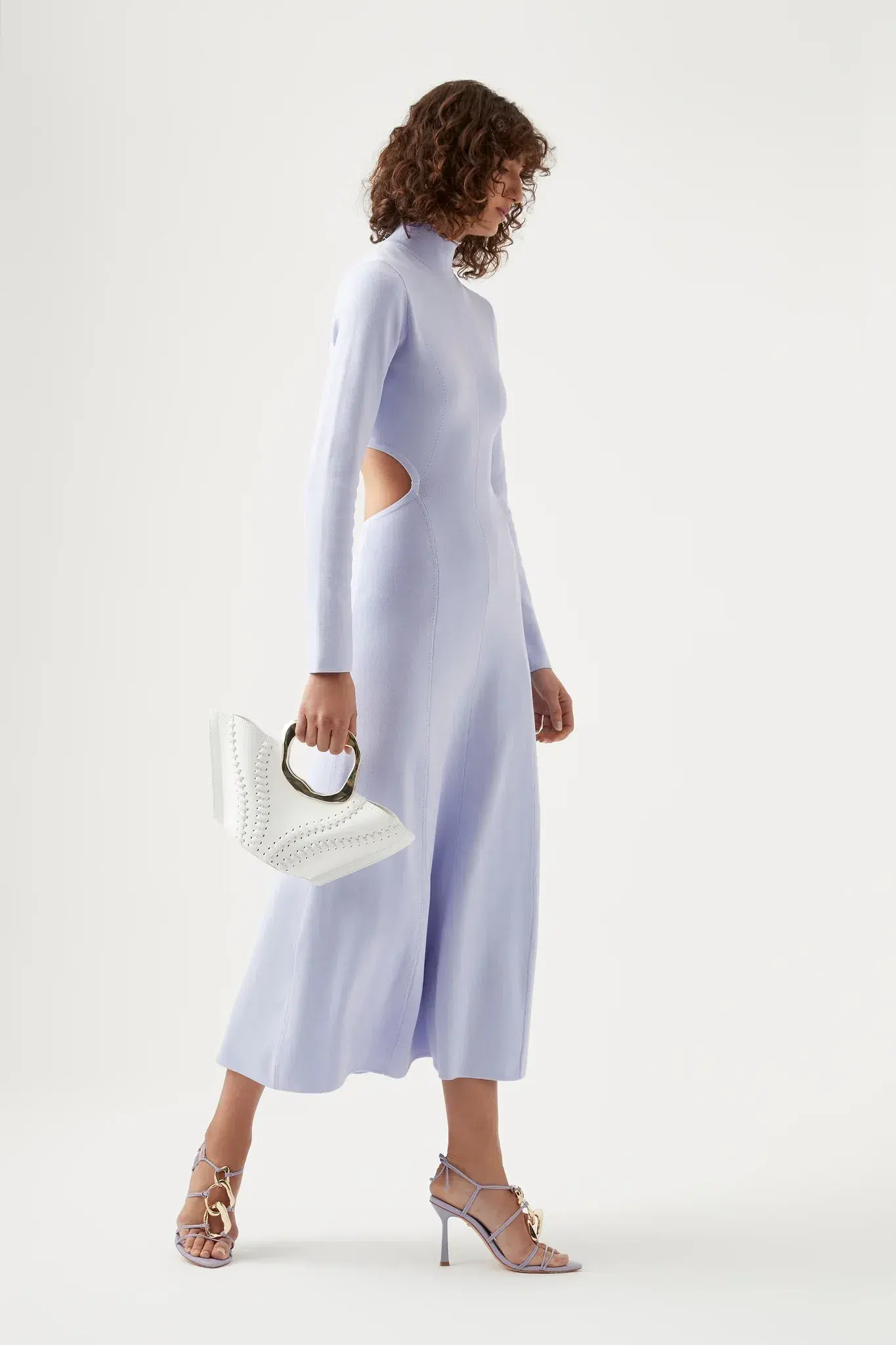 Aje Anika Cut Out Knit Midi Dress in Cool Lavender Size 10 / M - Image 2