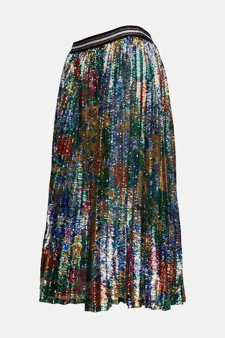 Romance Was Born Sequin Pleat Skirt Multi Size S/M - Image 3