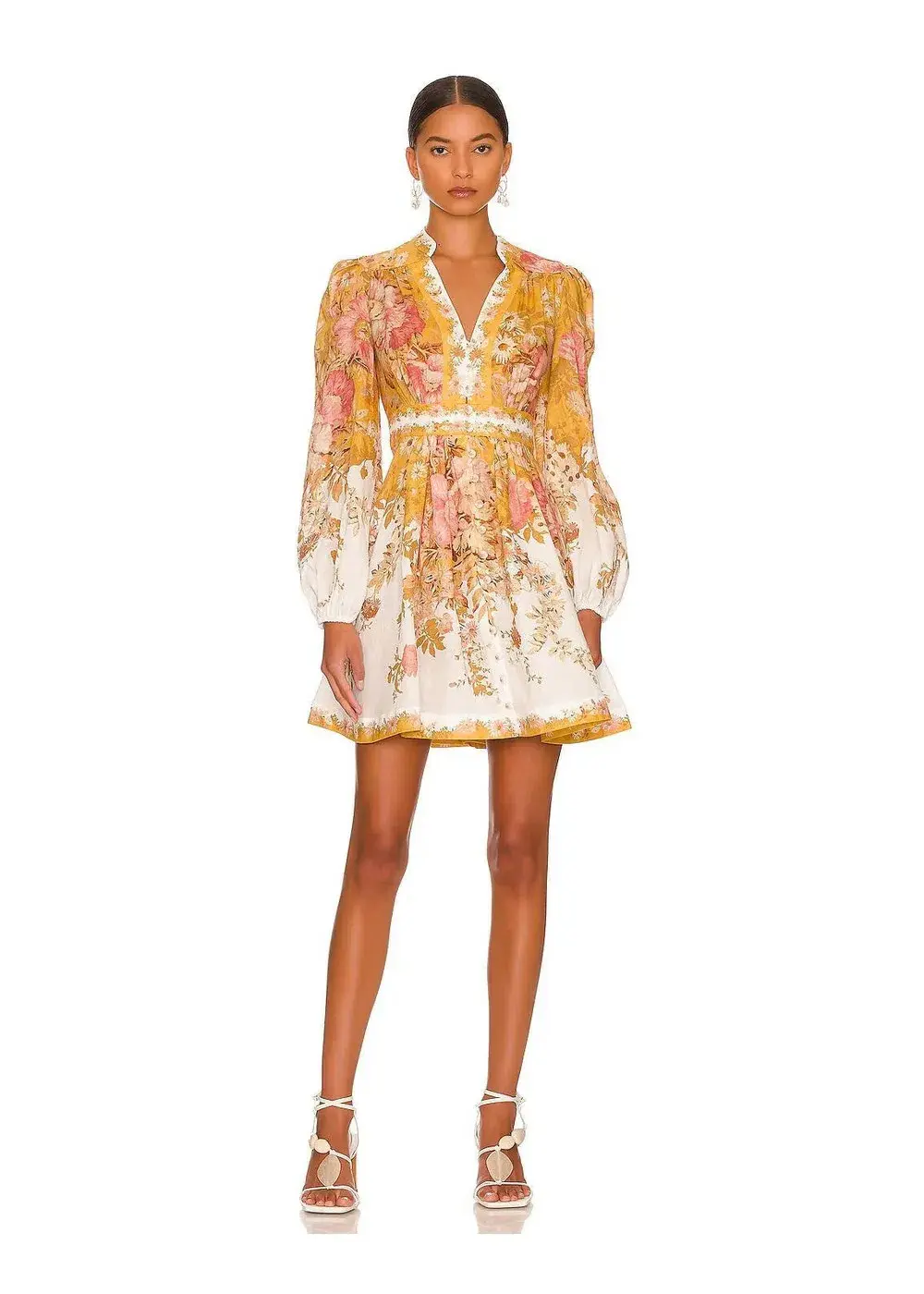 Zimmermann Pattie Plunge Mini Dress Floral Size 2 / Au 12 for rent on The Volte - main image