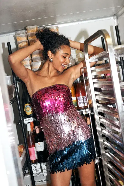 Leo & Lin Stefani Sequin Strapless Mini Dress in Nightfall Size 6 - Image 1