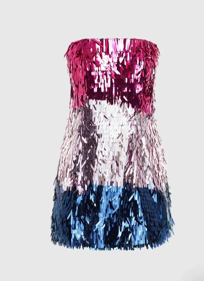 Leo & Lin Stefani Sequin Strapless Mini Dress in Nightfall Size 6 - Image 3