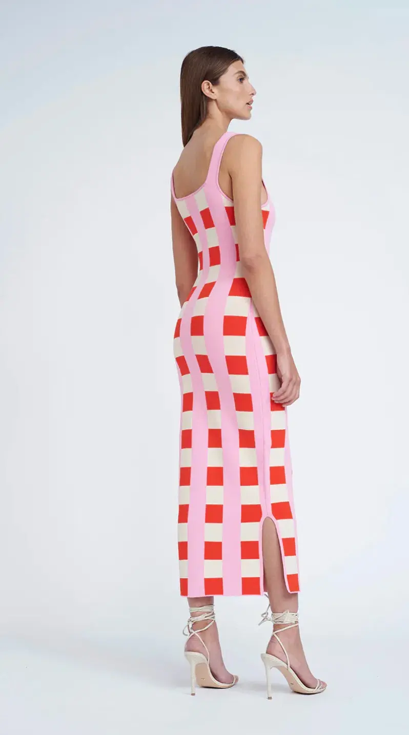 By Johnny Cora Check Knit Midi Dress Multi Size XS / Au 6 - Image 2