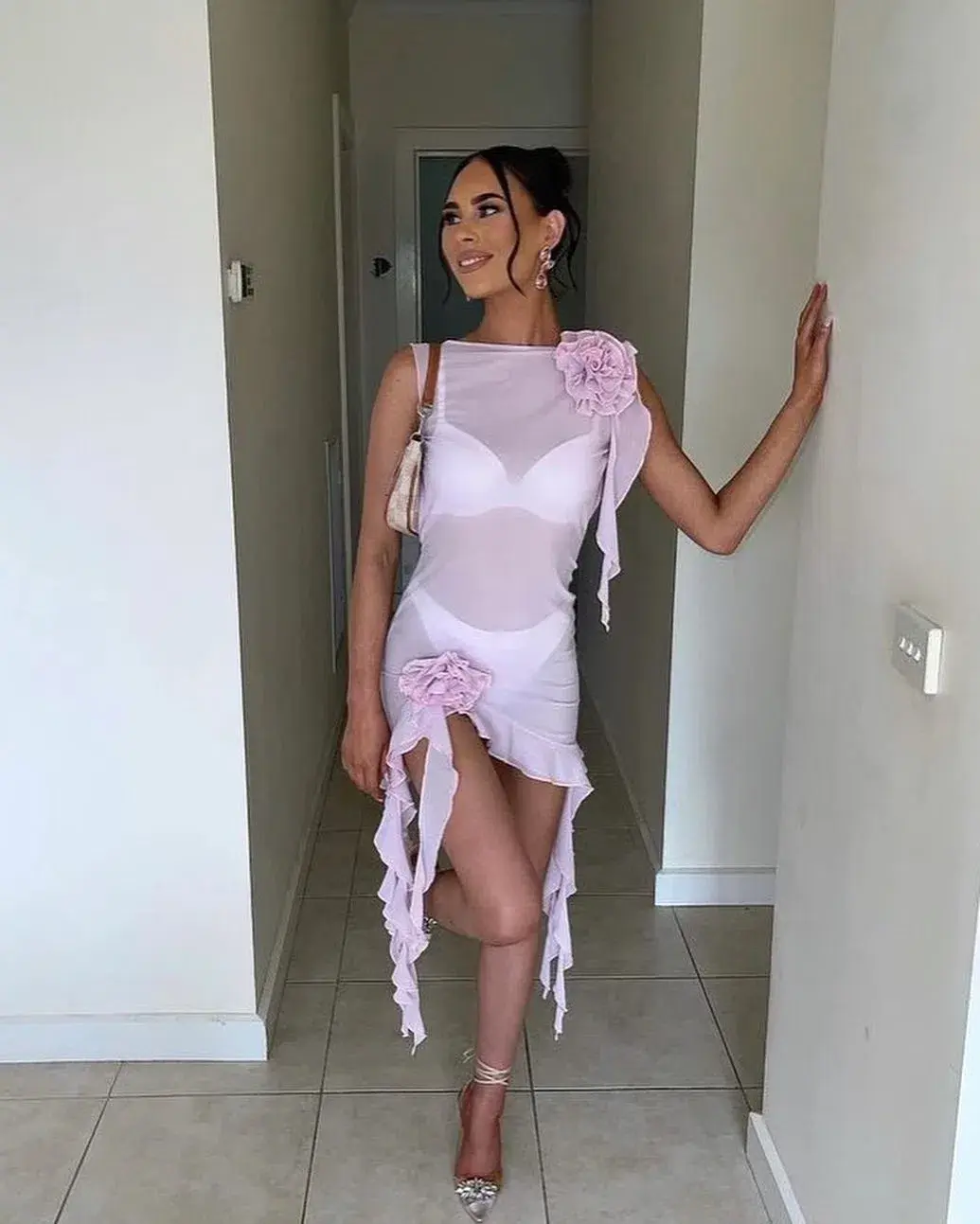 Fanci Club White Apple Cocktail Dress Pink Size XS/Au 6 for rent on The Volte - main image