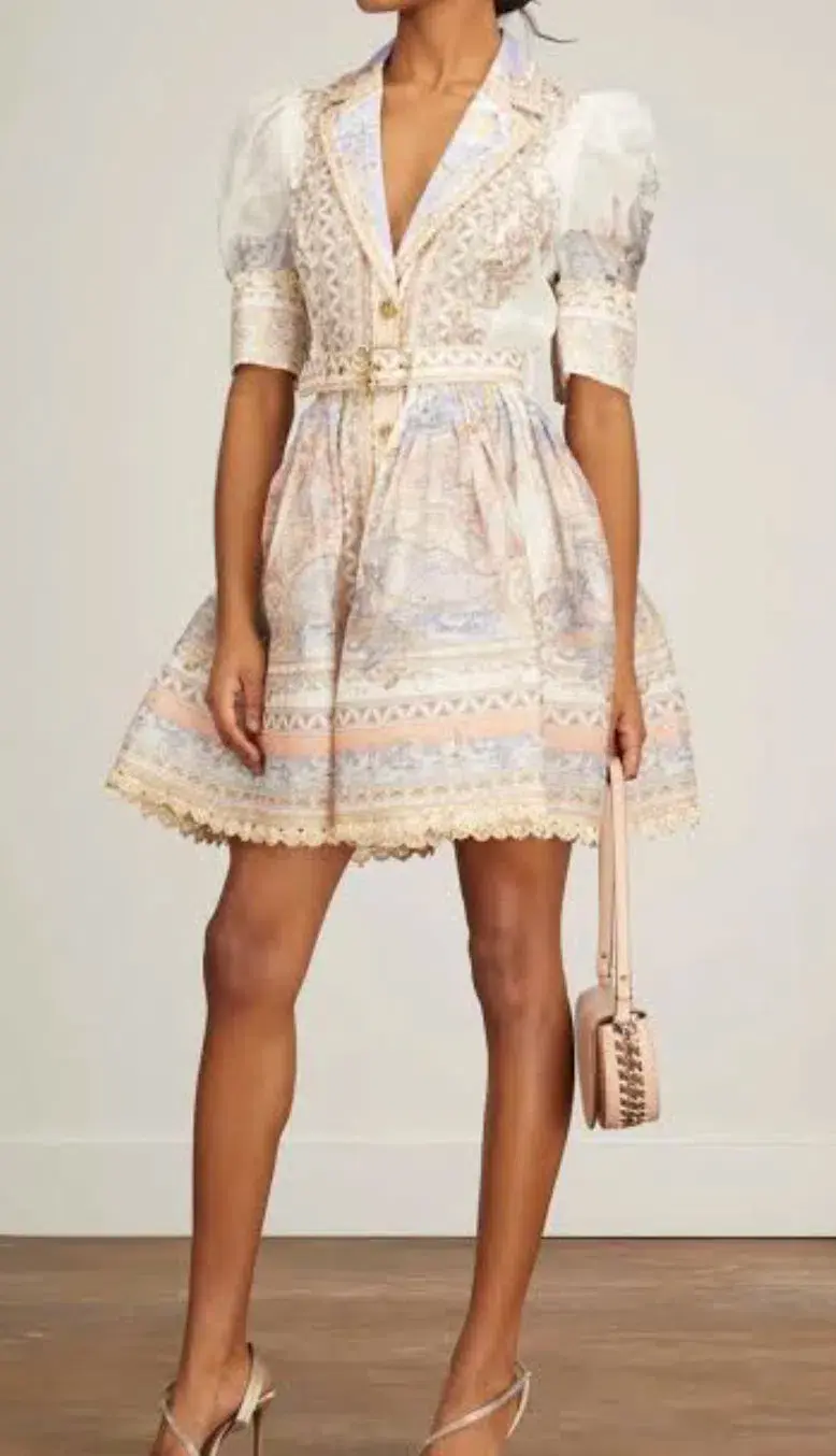 Zimmermann High Tide Mini Shirt Dress Odyssey Print Size 1 / AU 10 - Image 3