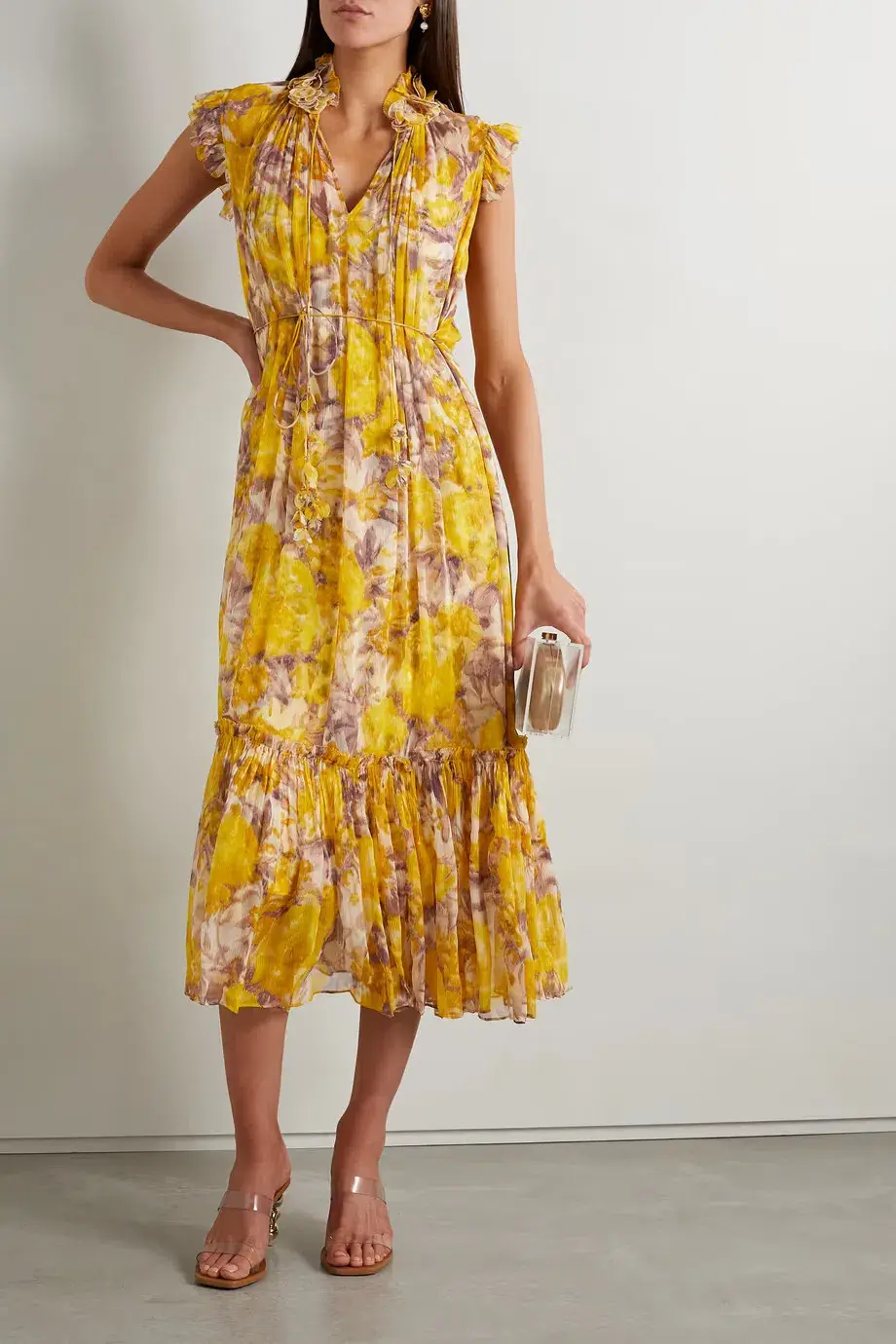 Zimmermann High Tide Flutter Midi Dress Yellow Size 2 / AU 12 - Image 1