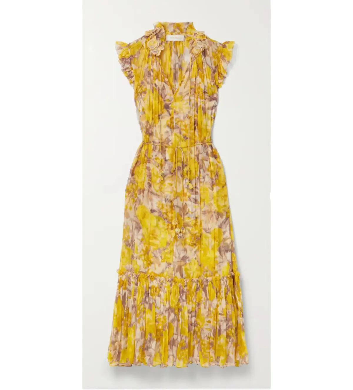 Zimmermann High Tide Flutter Midi Dress Yellow Size 2 / AU 12 - Image 5