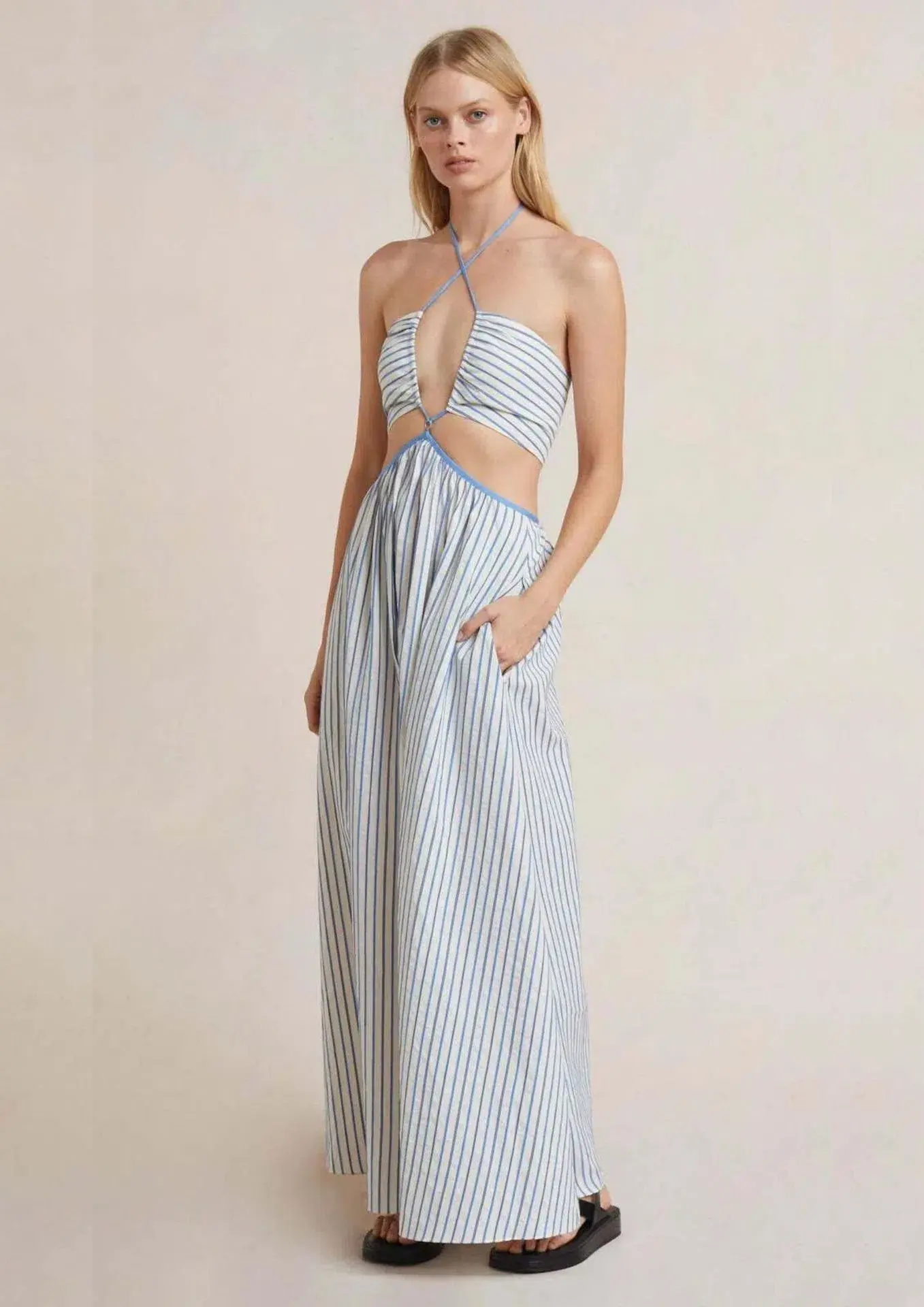 Bec & Bridge Lucia Cutout Maxi Dress White/Blue Size 12 - Image 1