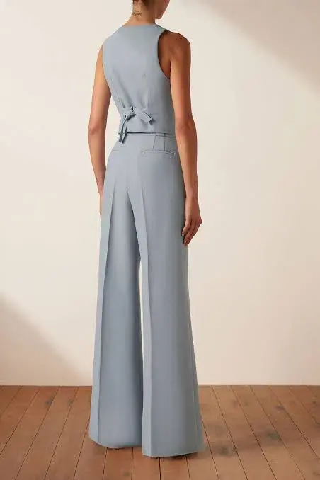 Shona Joy Irena Vest and Pants Set Chalk Blue Size 6  for rent on The Volte - main image